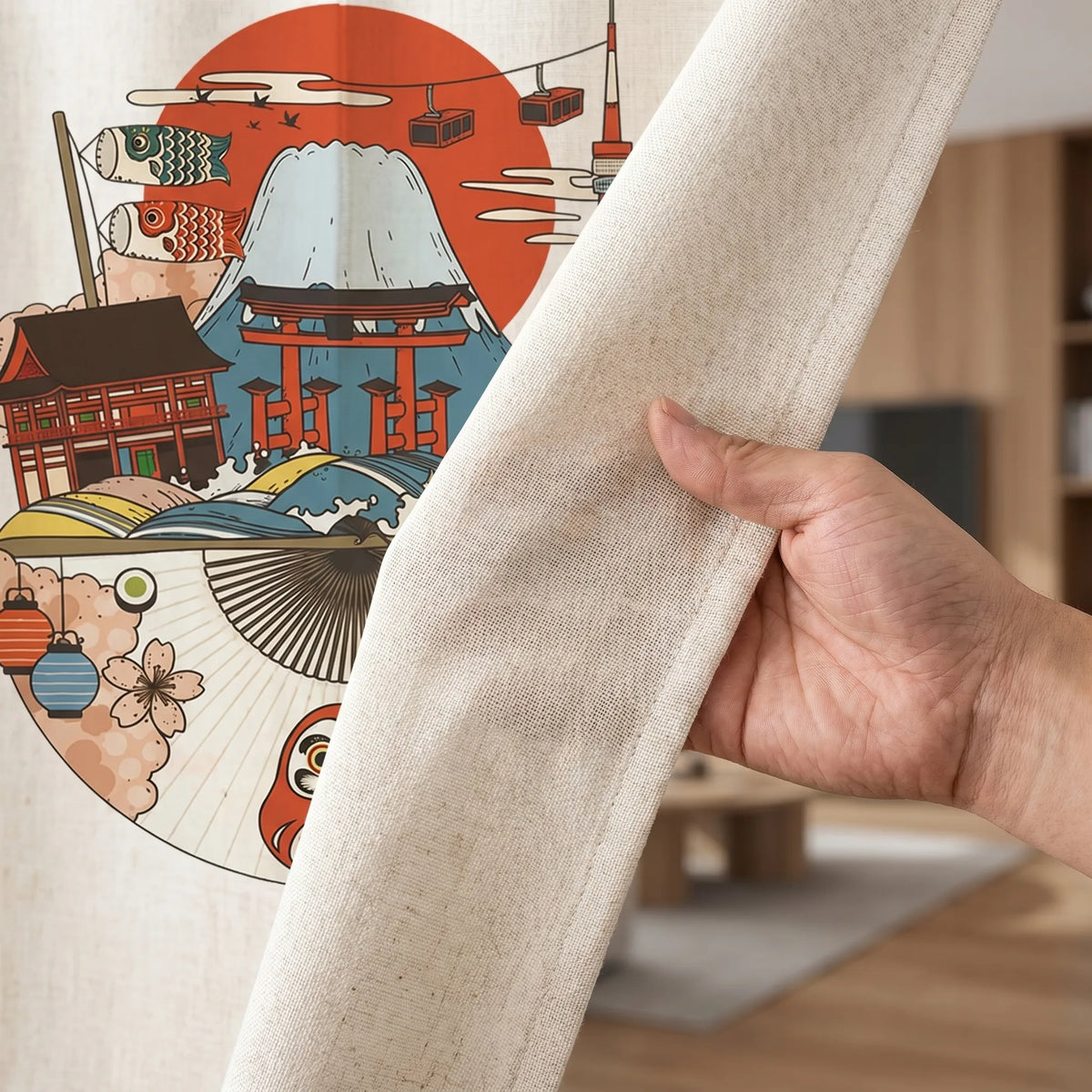 Japanese Linen Door Curtain (Noren) - Tokyo