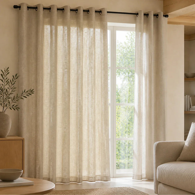 Sheer Voile Curtain Beige — Semi-Transparent