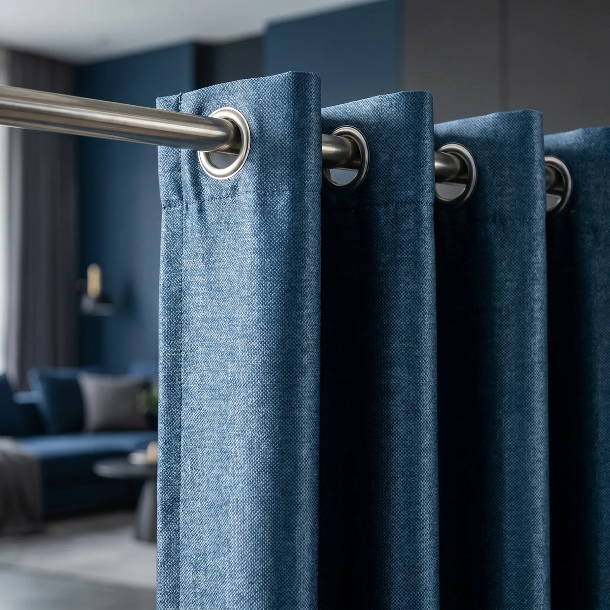 Room Darkening Curtains Pastel Blue Patterned
