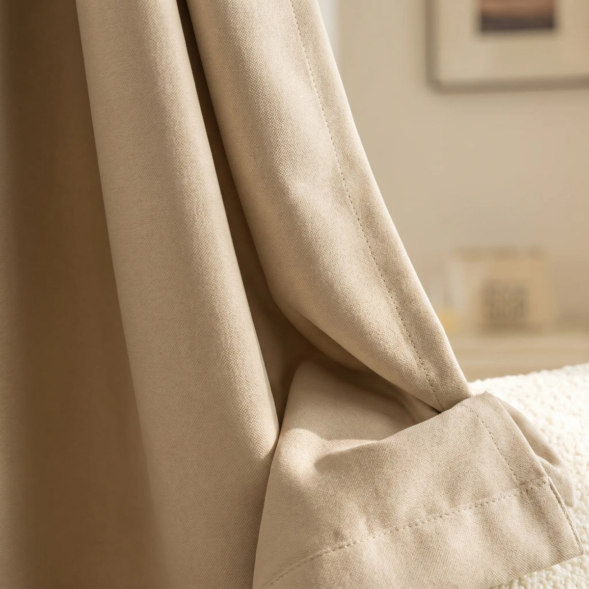 Room Darkening Curtains Dark Beige — Thick