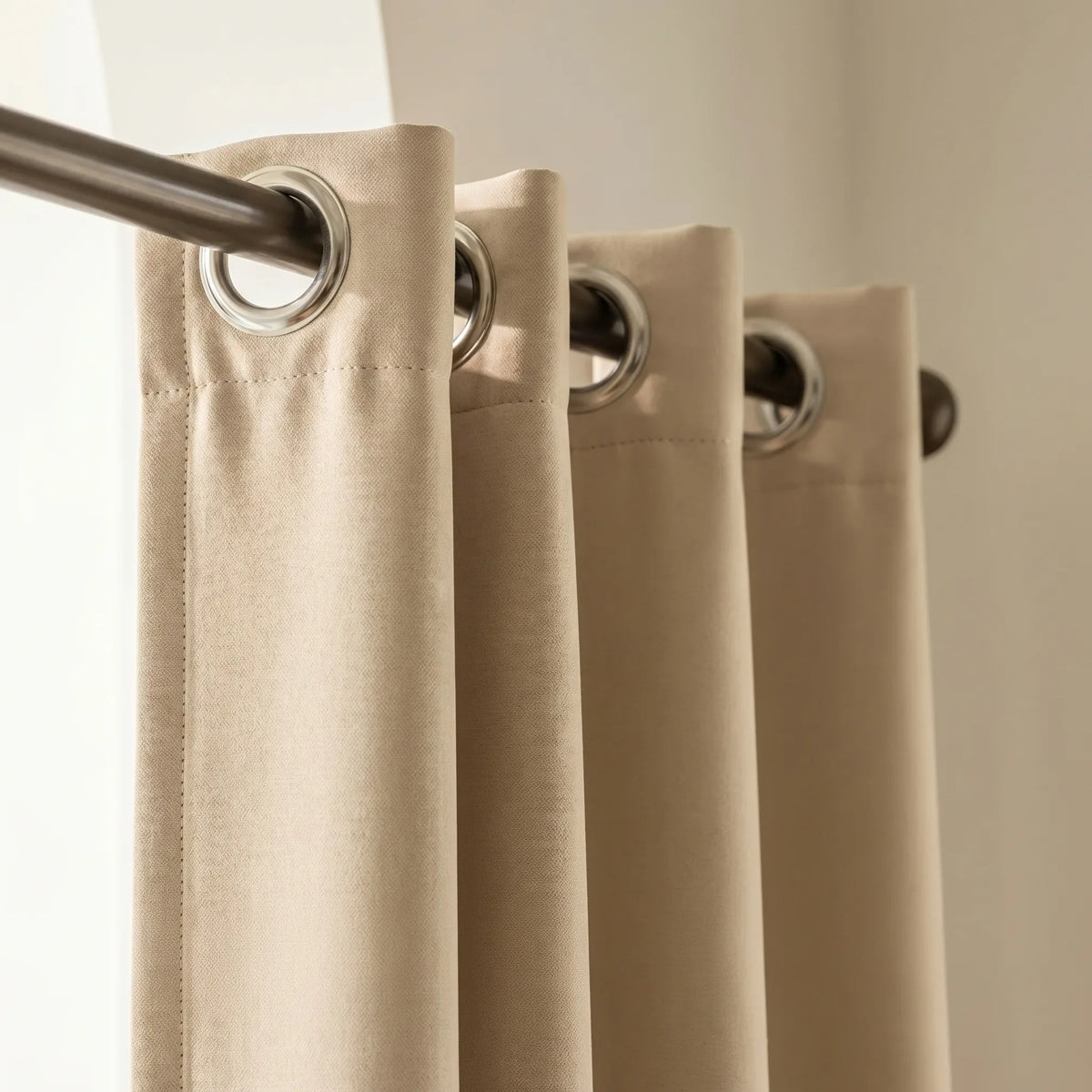 Thick Room Darkening Curtains Beige - heading style detail | Sylvra
