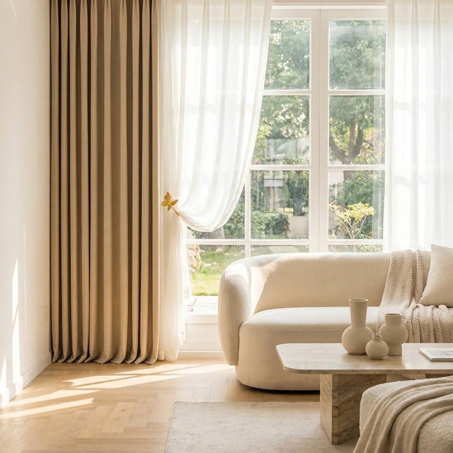 Room Darkening Curtains Light Brown Chevron