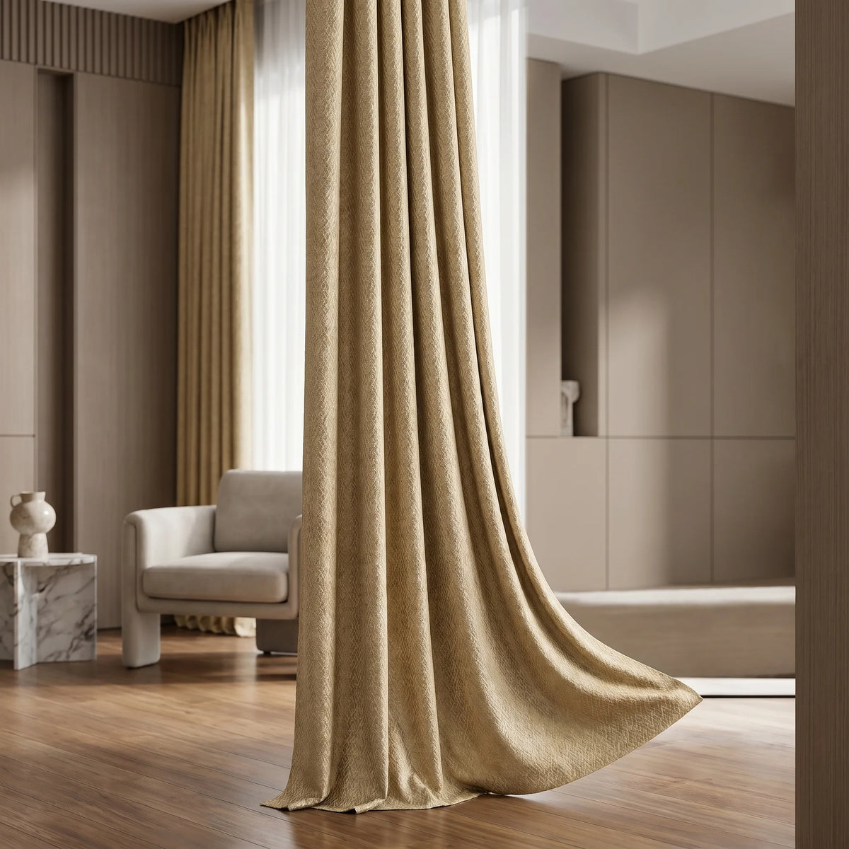 Room Darkening Curtains Beige Geometric