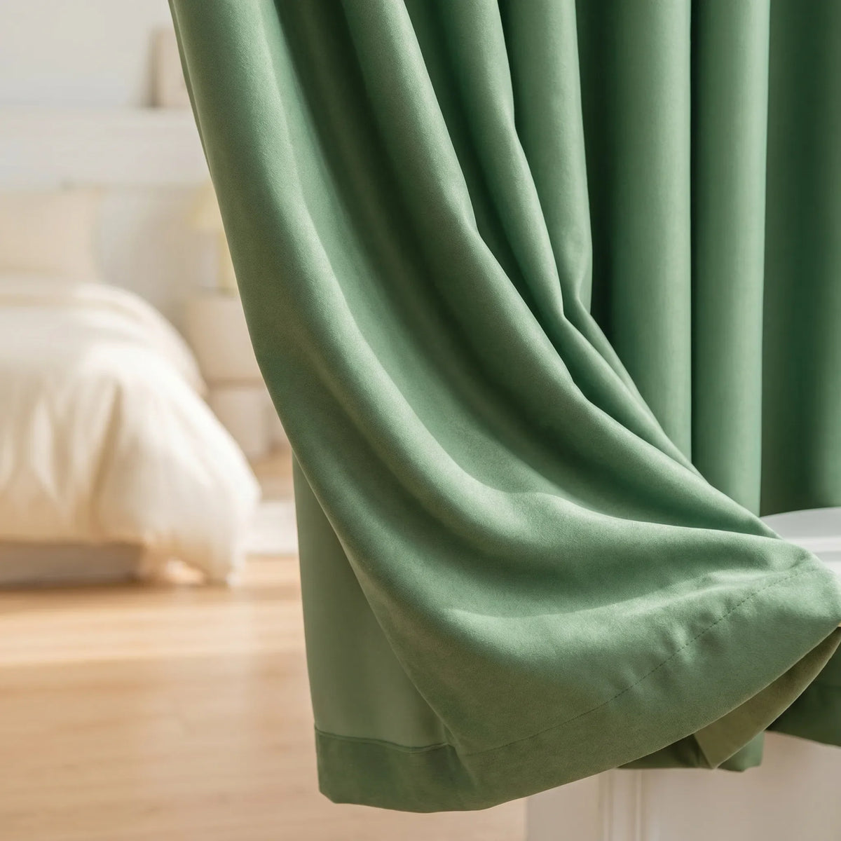 Room Darkening Curtains Almond Green — Pale