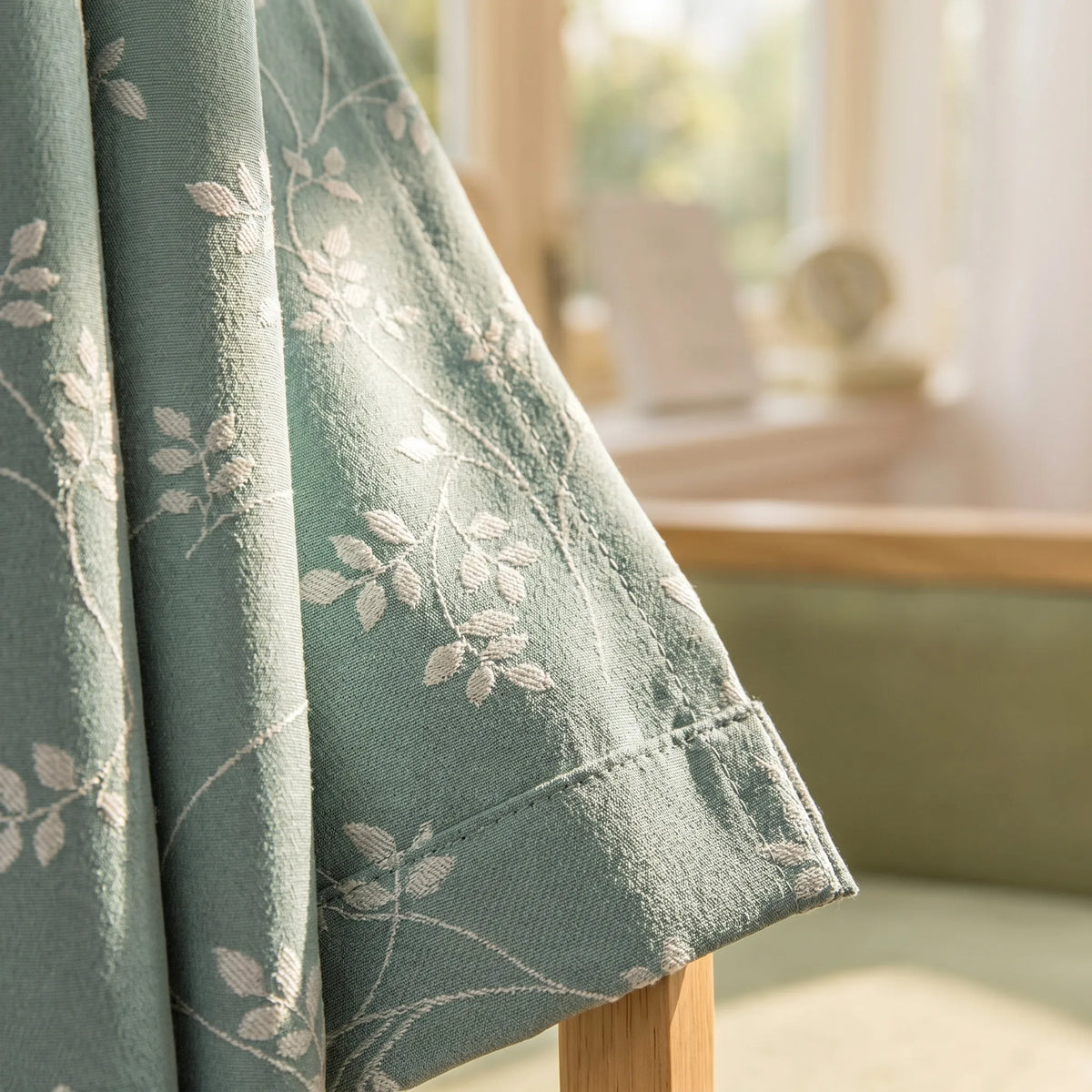 Room Darkening Curtains Aqua Green Leaf