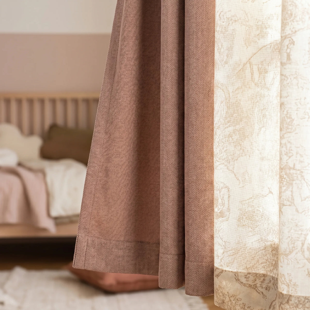 Room Darkening Curtains Terracotta — Patterned