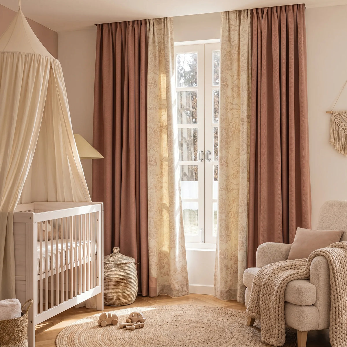 Room Darkening Curtains Terracotta — Patterned