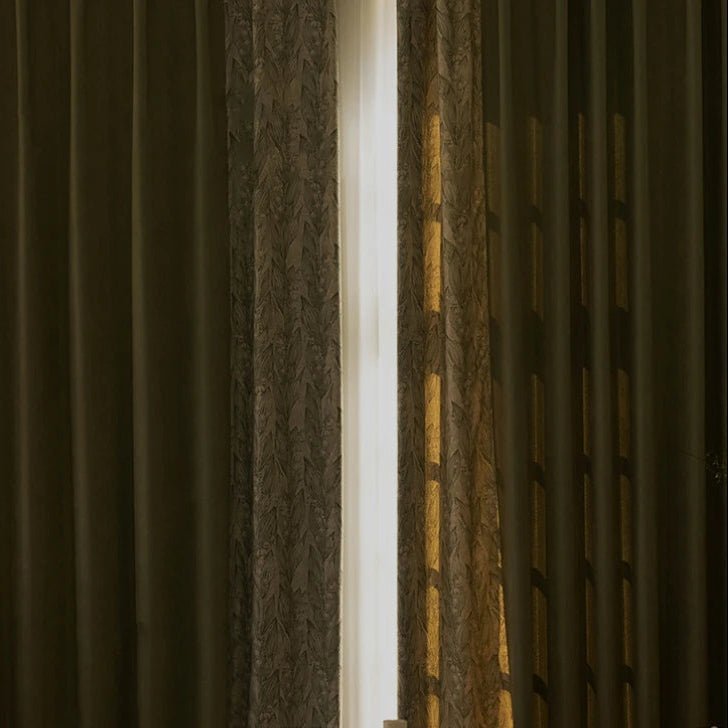 Linen Curtain Sage Green Patterned