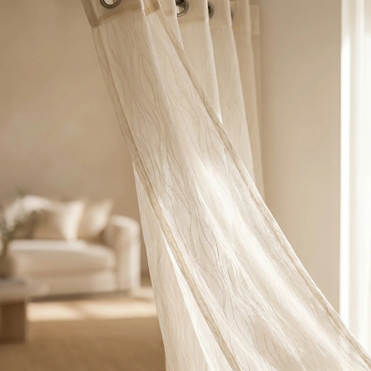 Sheer Voile Curtain Light Beige