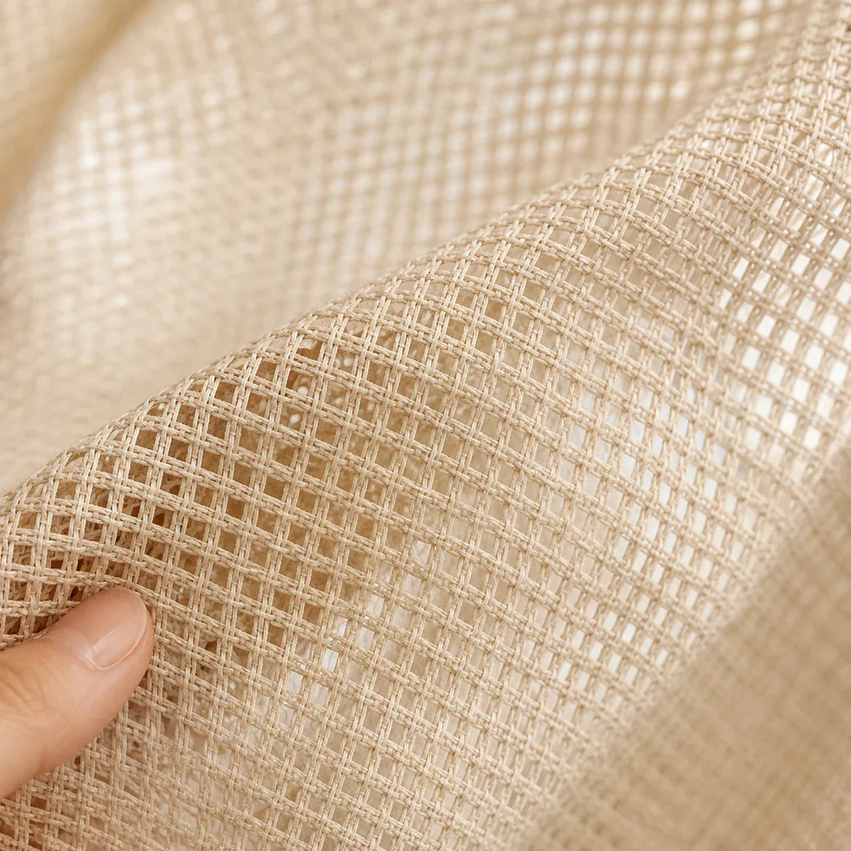 Sheer Voile Curtain Beige Woven