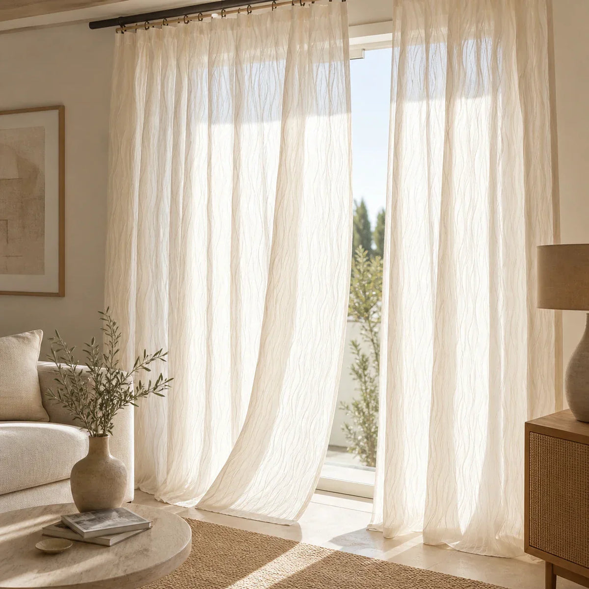 Sheer Voile Curtain Light Beige