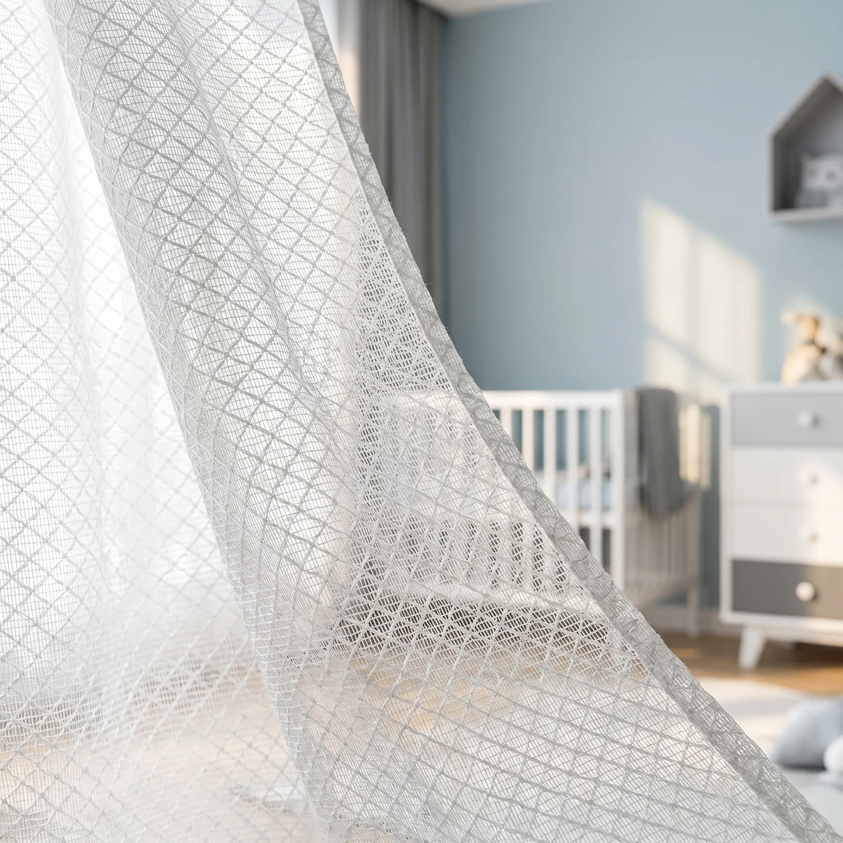 Sheer Voile Curtain White Patterned