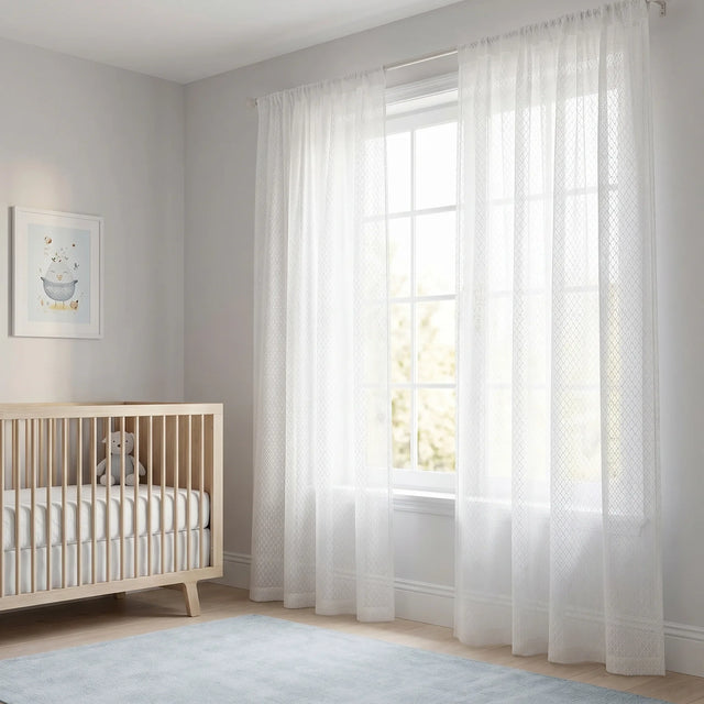Sheer Voile Curtain White Patterned