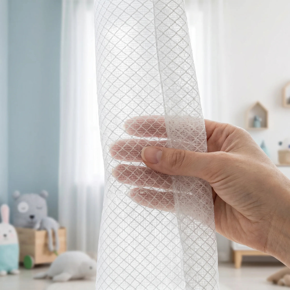 Sheer Voile Curtain White Patterned
