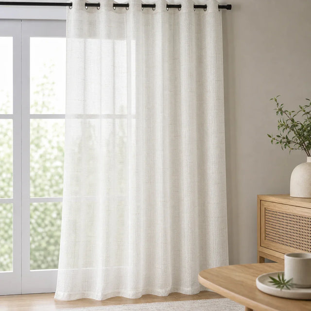 Sheer Voile Curtain - White & Beige
