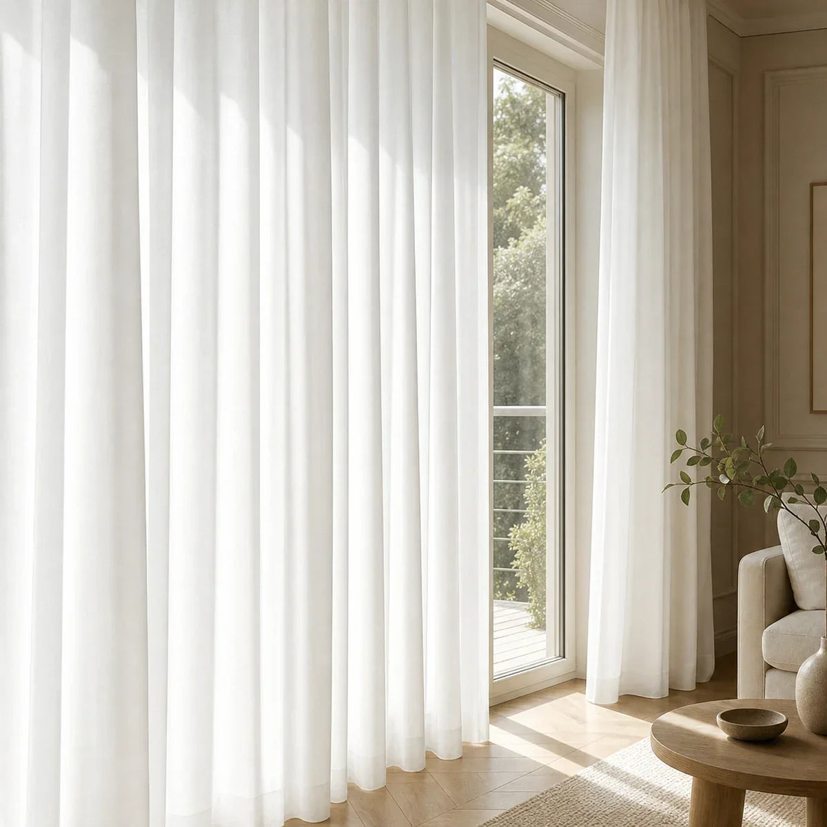 Sheer Voile Curtain White Velvet Touch