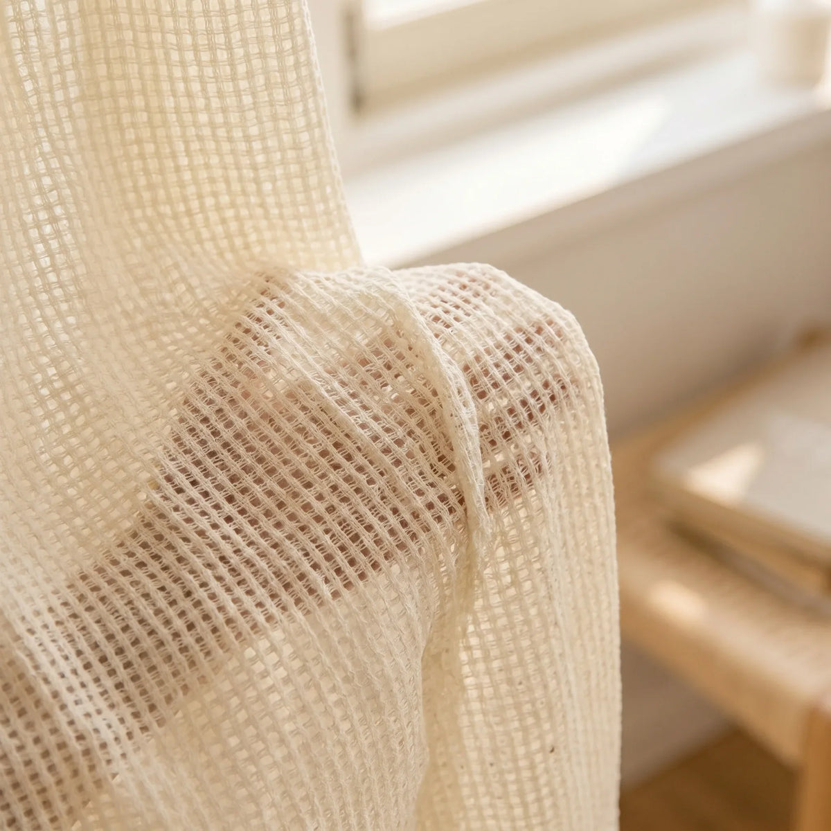 Sheer Voile Curtain - Cream Woven