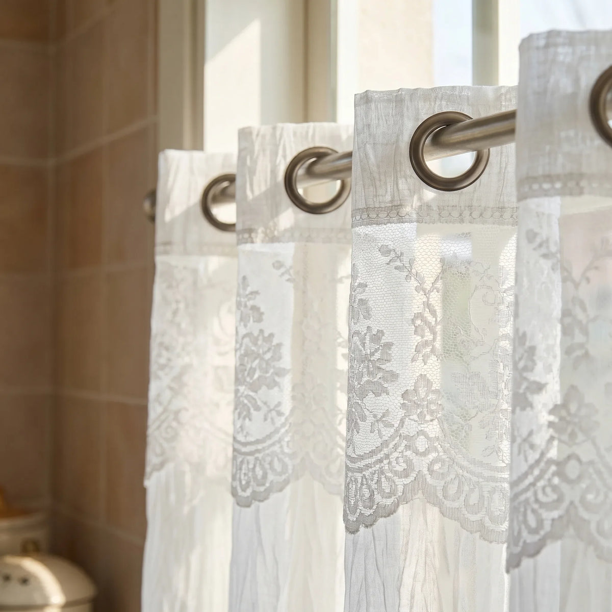 Double Layer Voile Curtain White