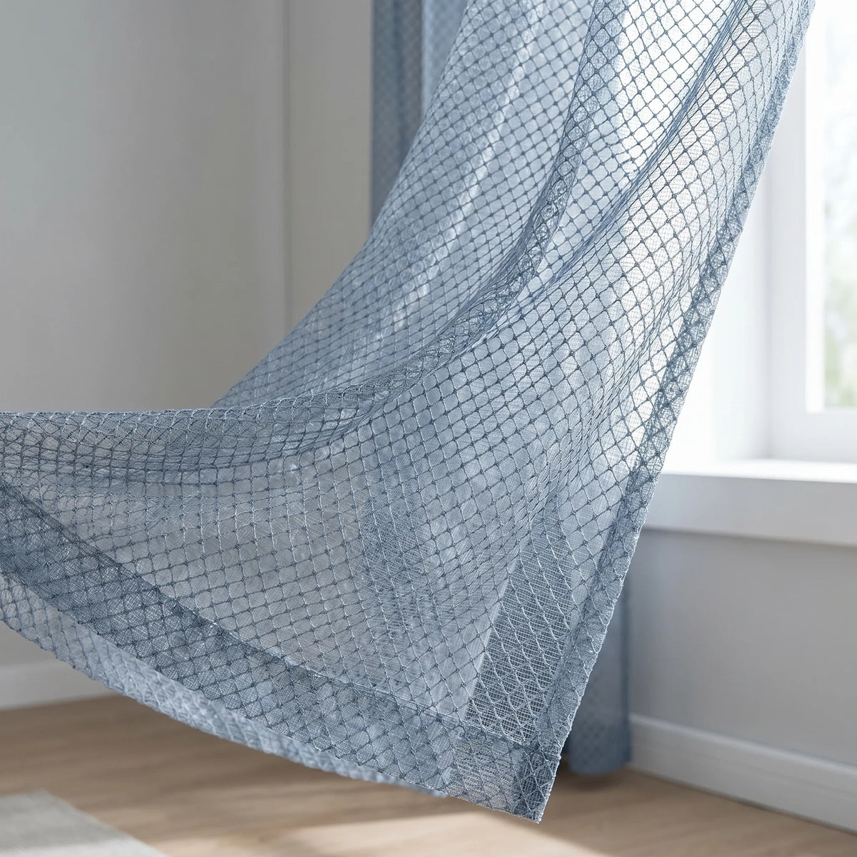 Sheer Voile Curtain Grey Patterned