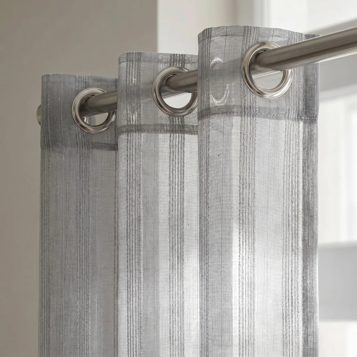 Sheer Voile Curtain Grey Striped