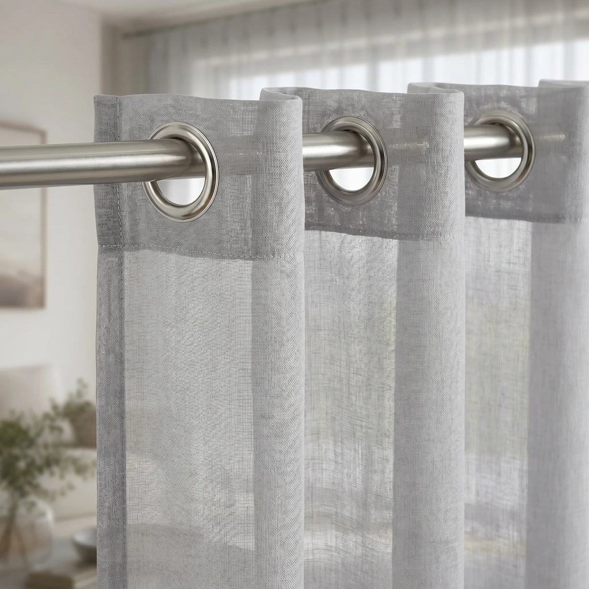 Sheer Voile Curtain - Grey