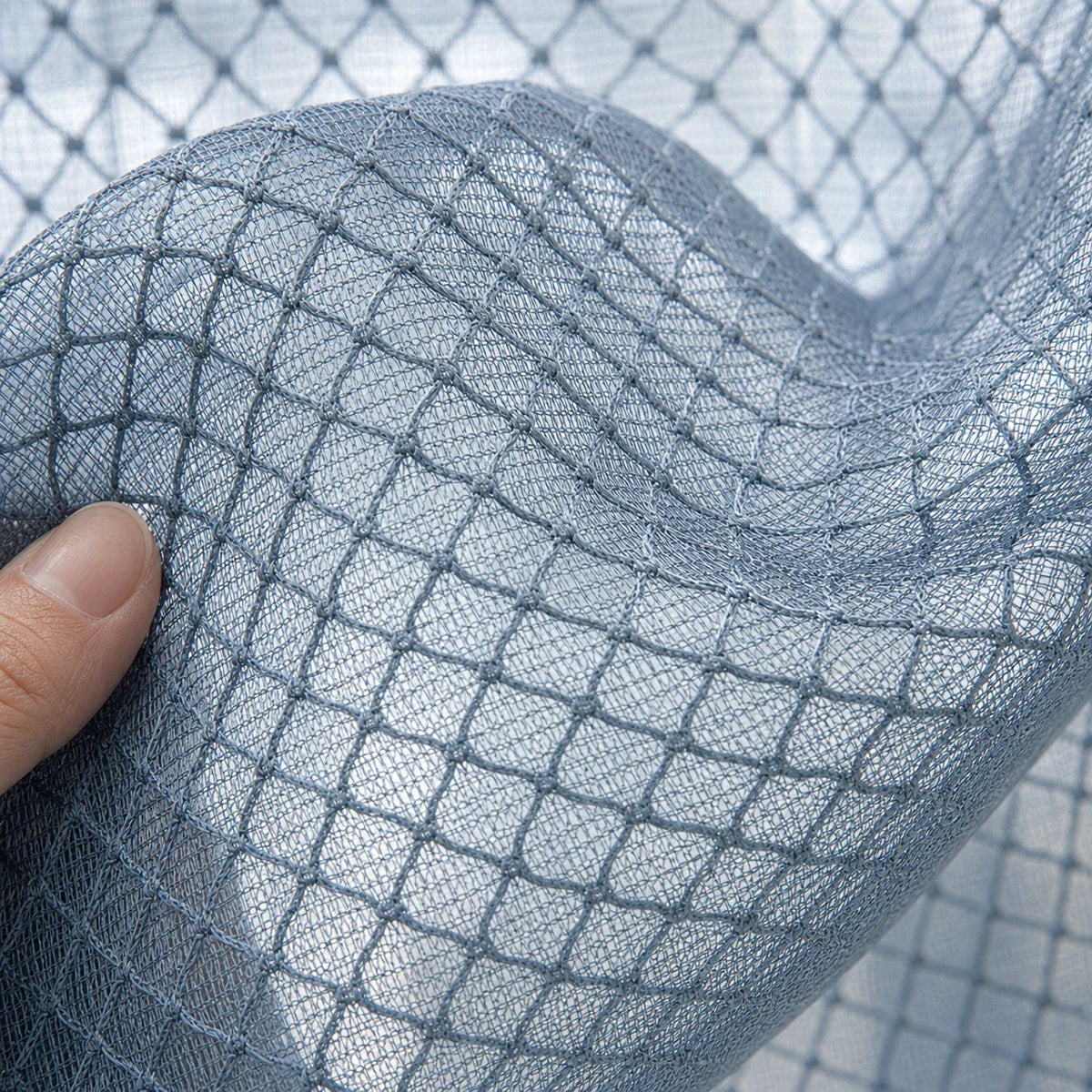 Sheer Voile Curtain Grey Patterned