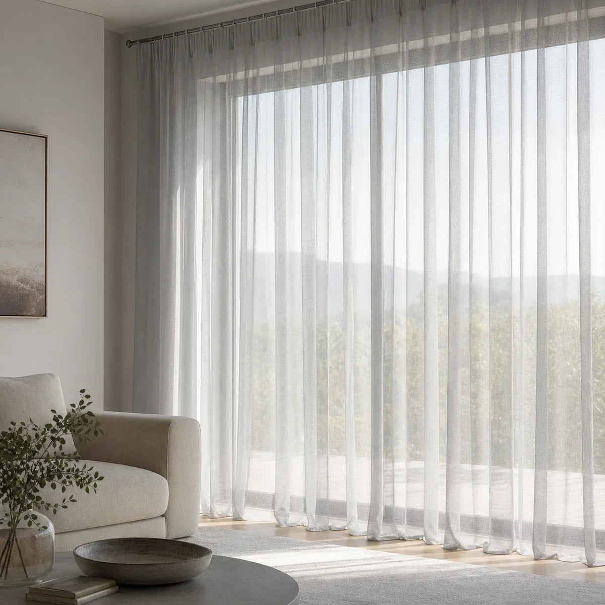 Sheer Voile Curtain - Grey