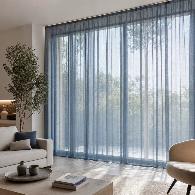 Sheer Voile Curtain Grey Patterned