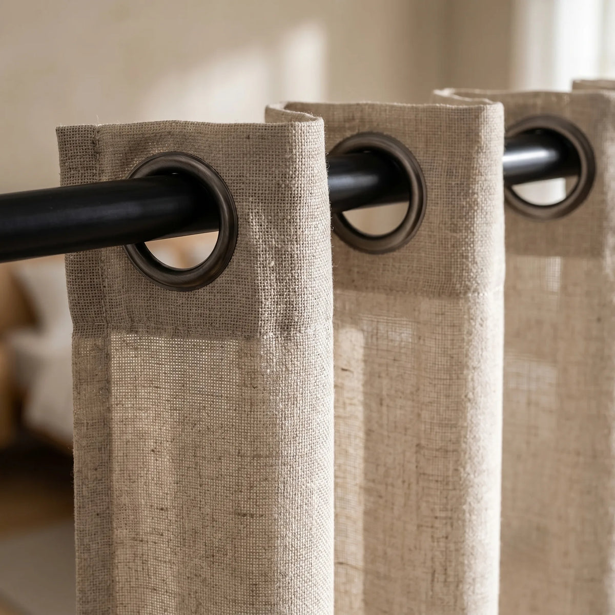 Sheer Voile Curtain Beige — Semi-Transparent