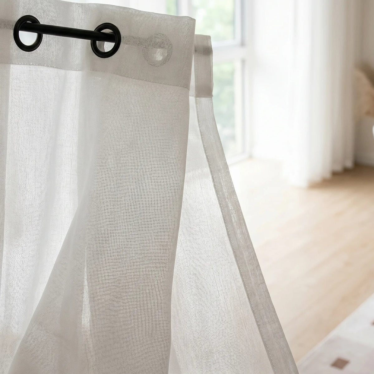 Sheer Voile Curtain White — Semi-Transparent