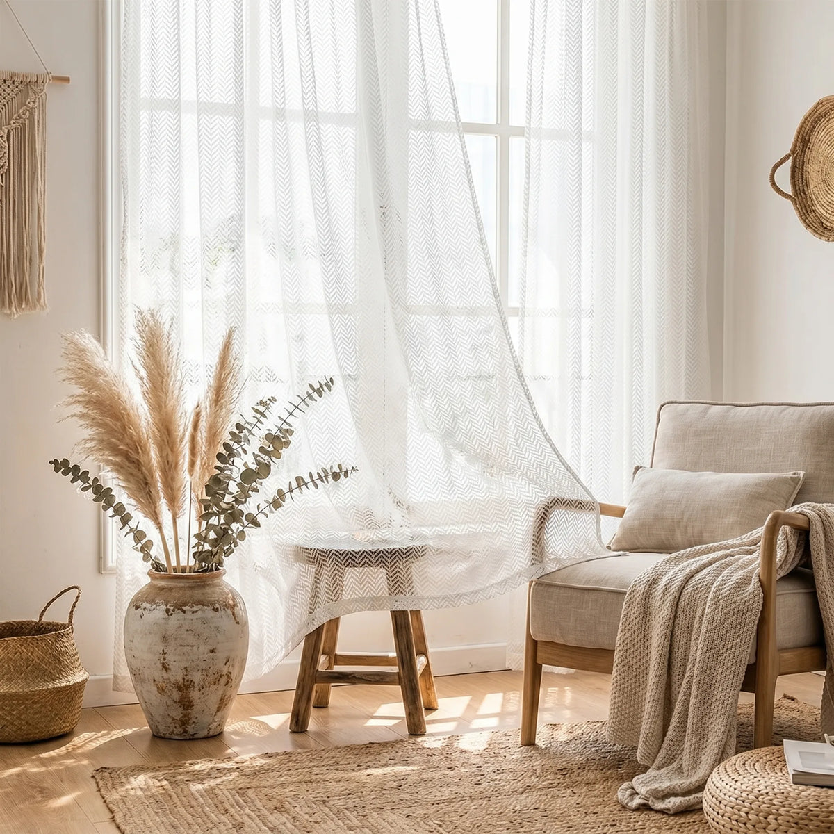 Sheer Voile Curtain Zephira White