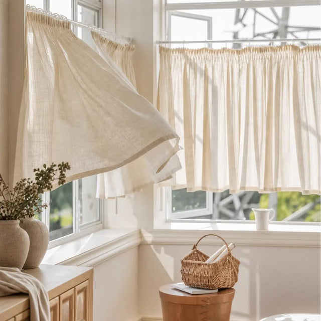 Linen Kitchen Voile Curtain Natural