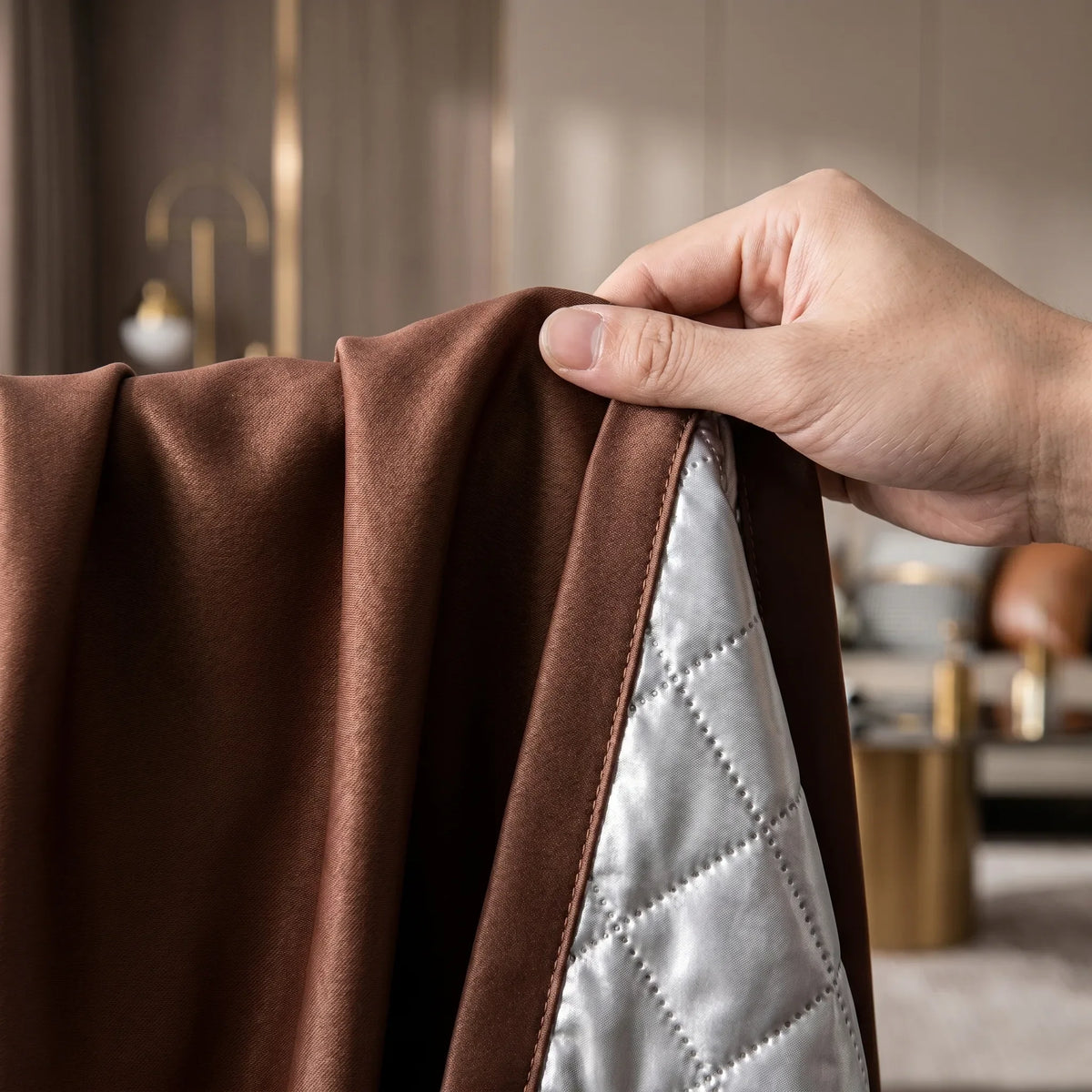 3-in-1 Blackout Curtains Warm Brown