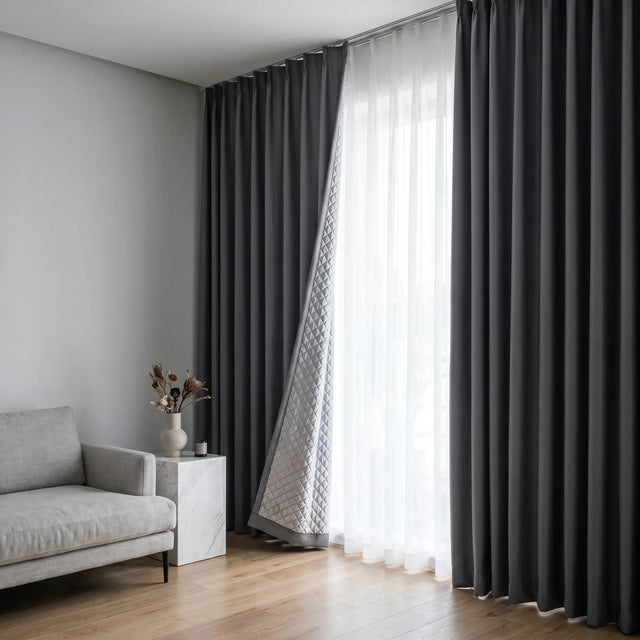 3-in-1 Blackout Curtains Anthracite Grey