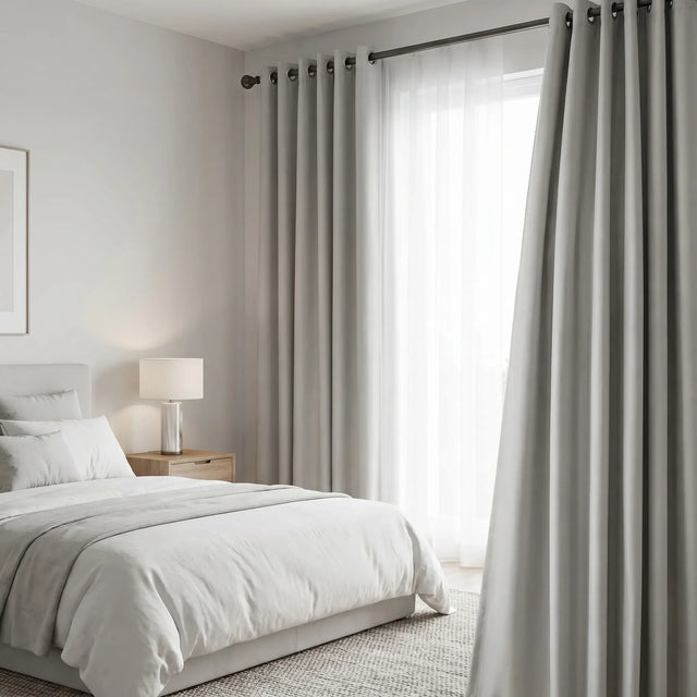 3-in-1 Blackout Curtains Light Grey