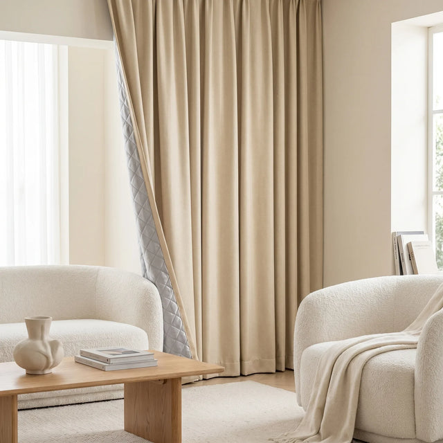 3-in-1 Blackout Curtains Light Beige — Living Room