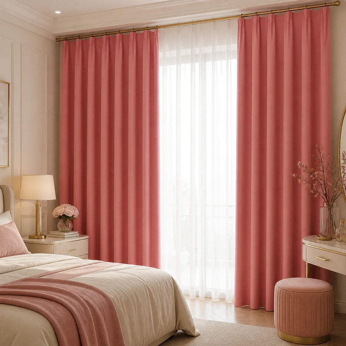 Pink Thermal Soundproof Blackout Curtains | Sylvra