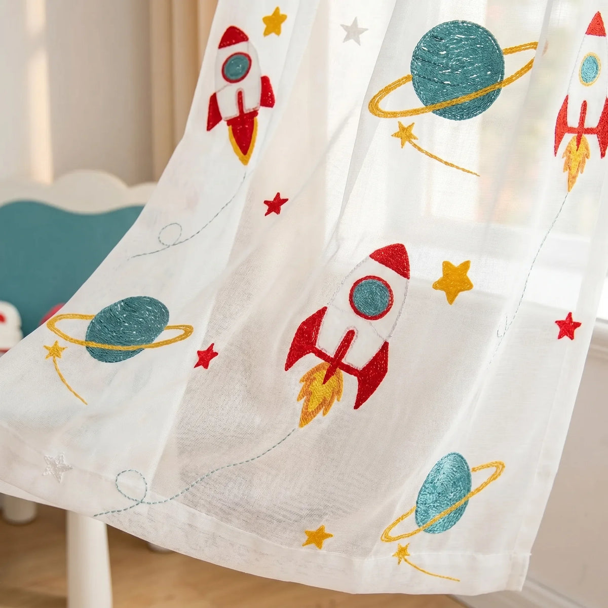 Sheer Voile Curtain — Space Print