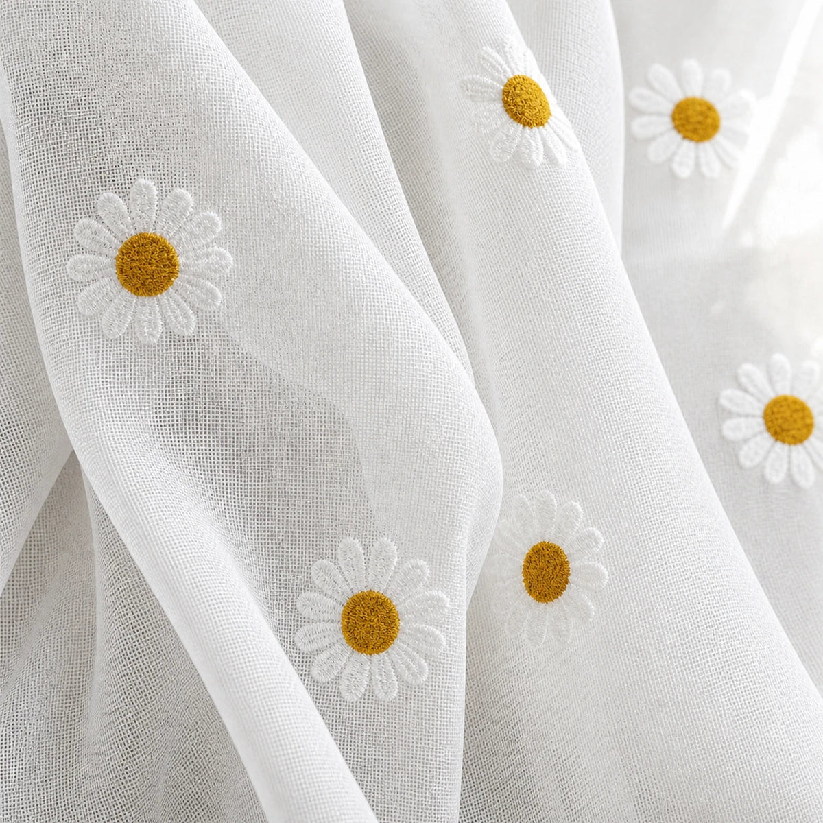 Sheer Voile Curtain Daisy Pattern