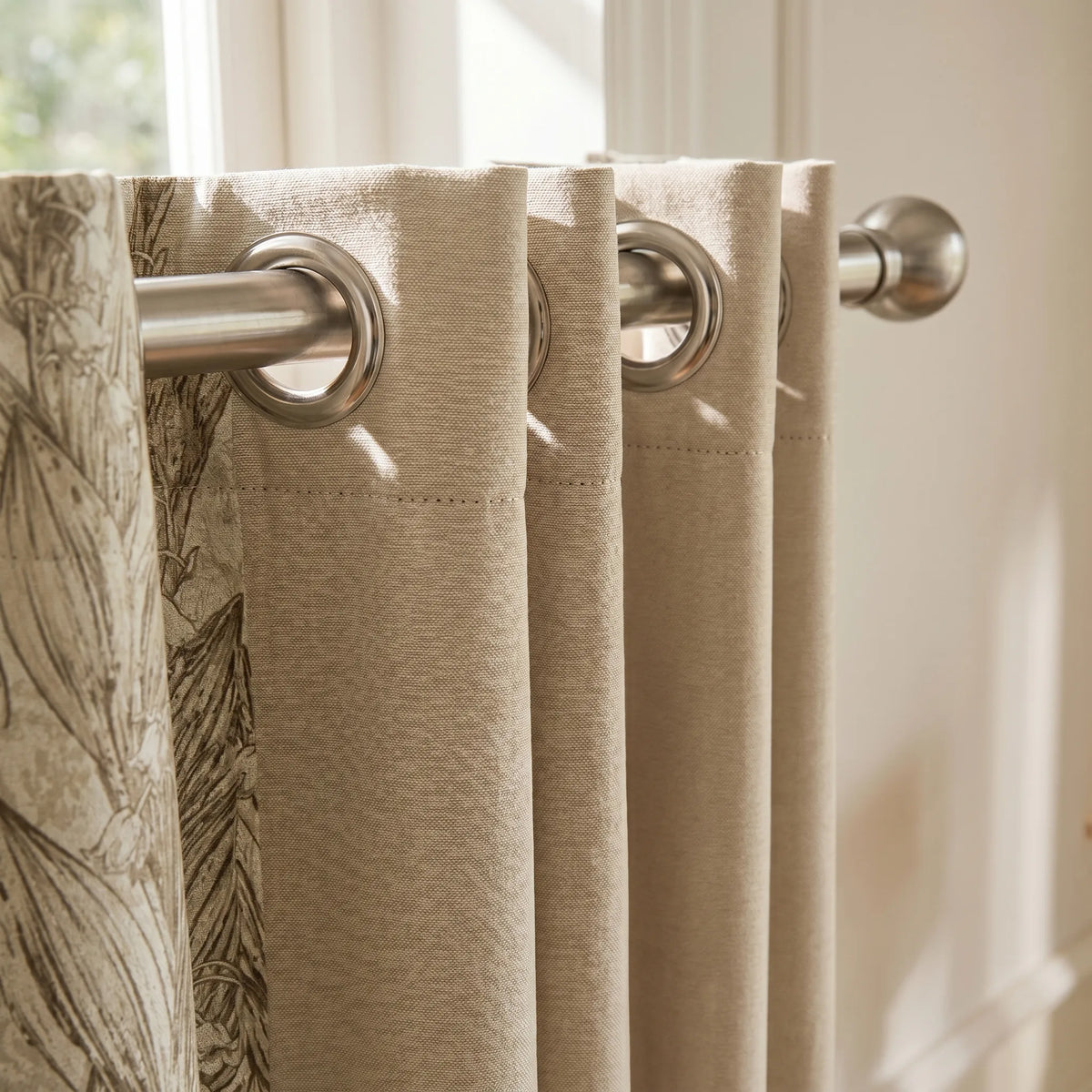 Room Darkening Curtains Beige Floral