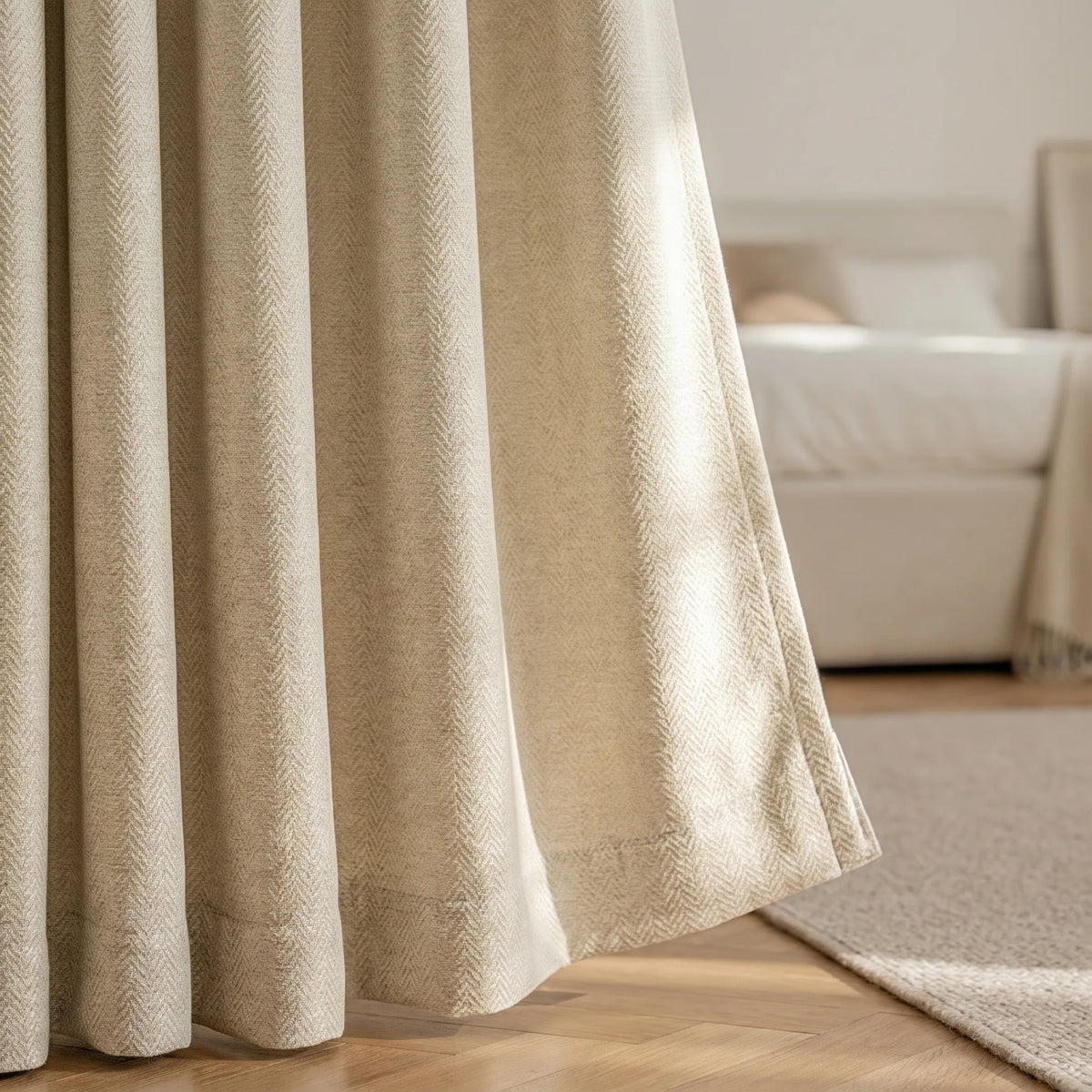 Room Darkening Curtains Beige Jacquard