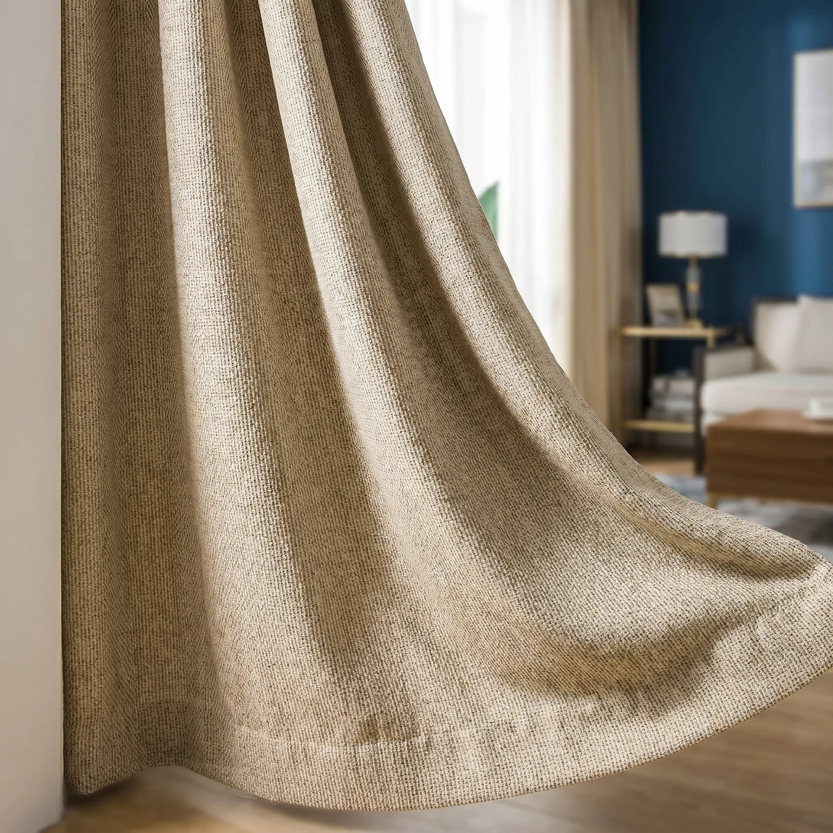 Room Darkening Curtains Beige Textured