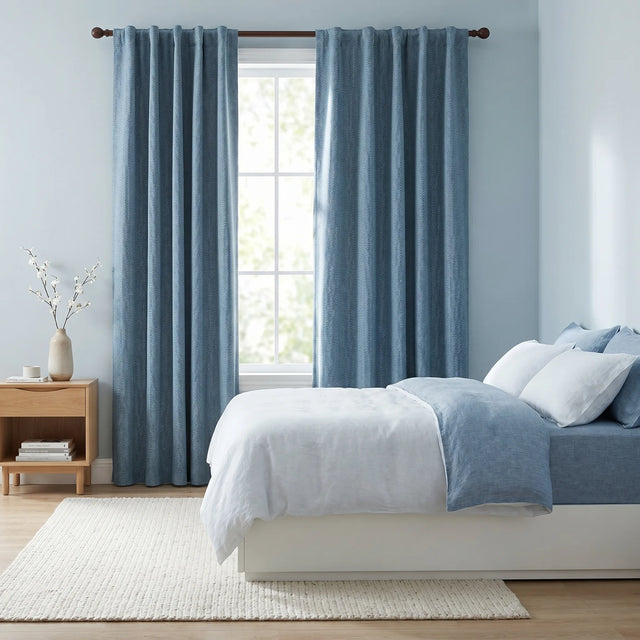Room Darkening Curtains Pastel Blue Chevron