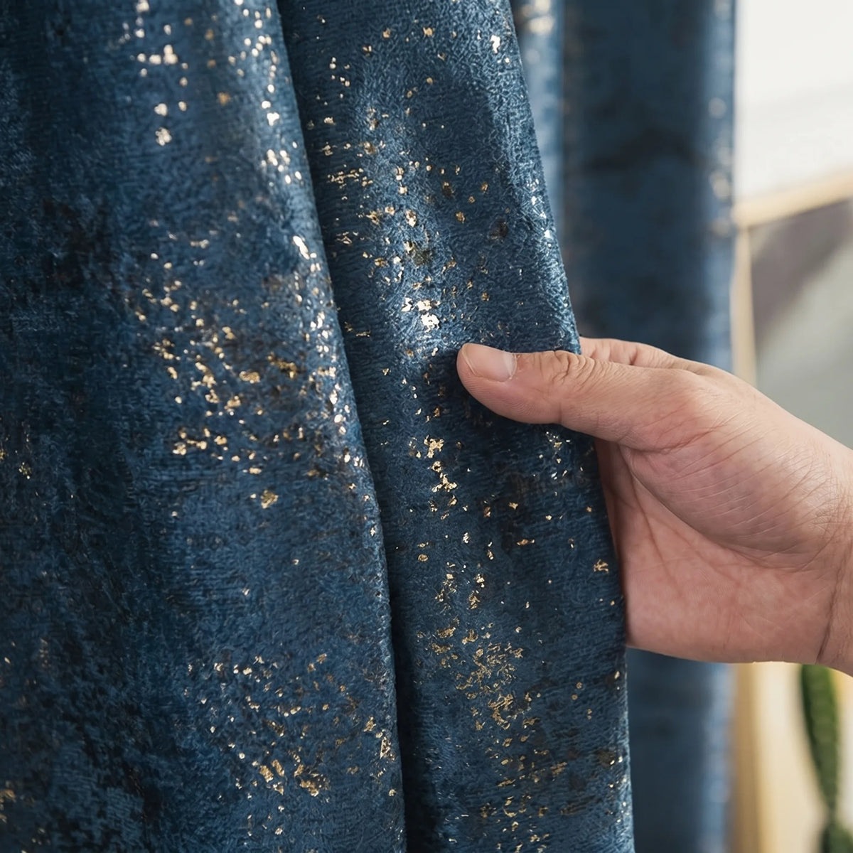 Room Darkening Curtains Blue & Gold