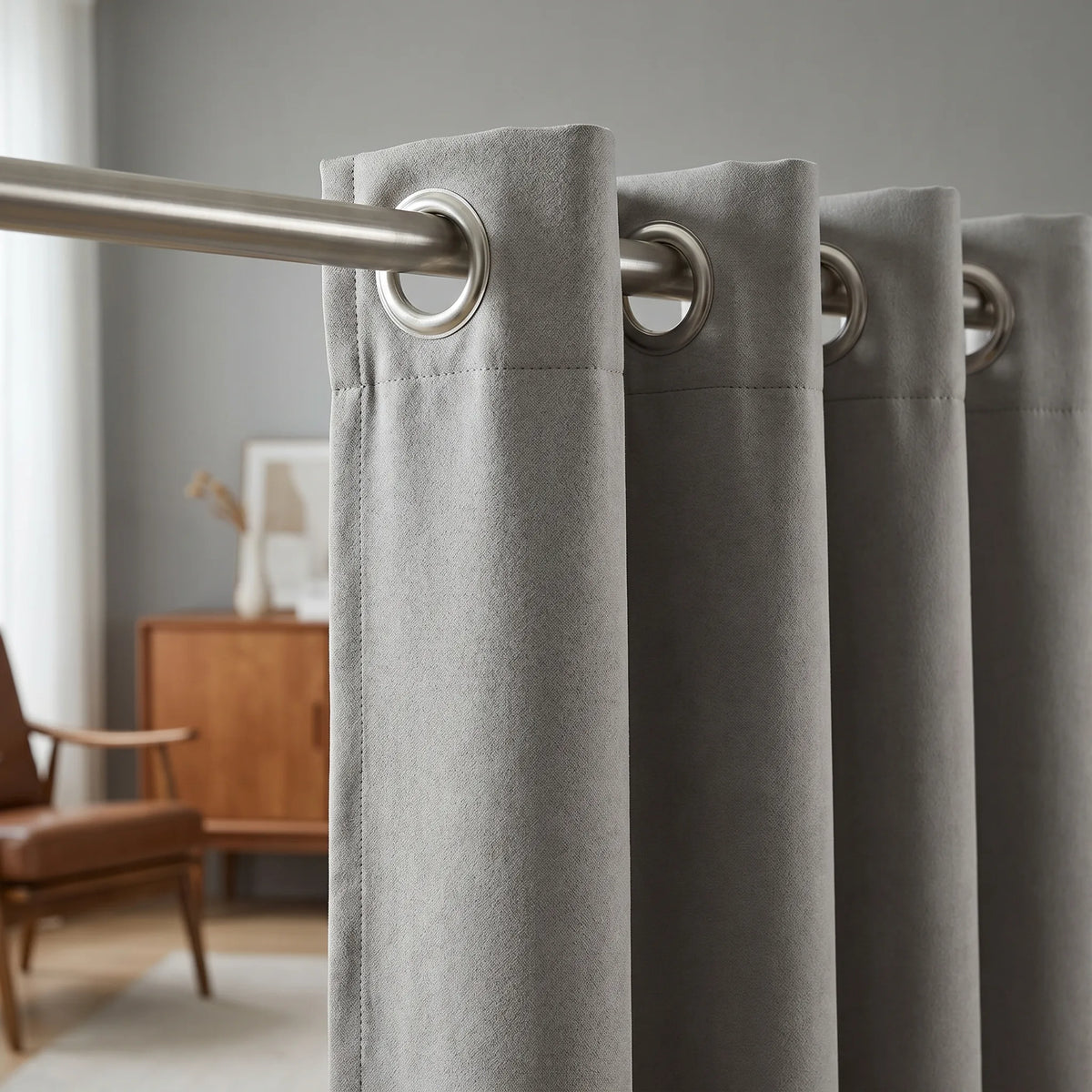 Room Darkening Curtains Grey - heading style detail | Sylvra