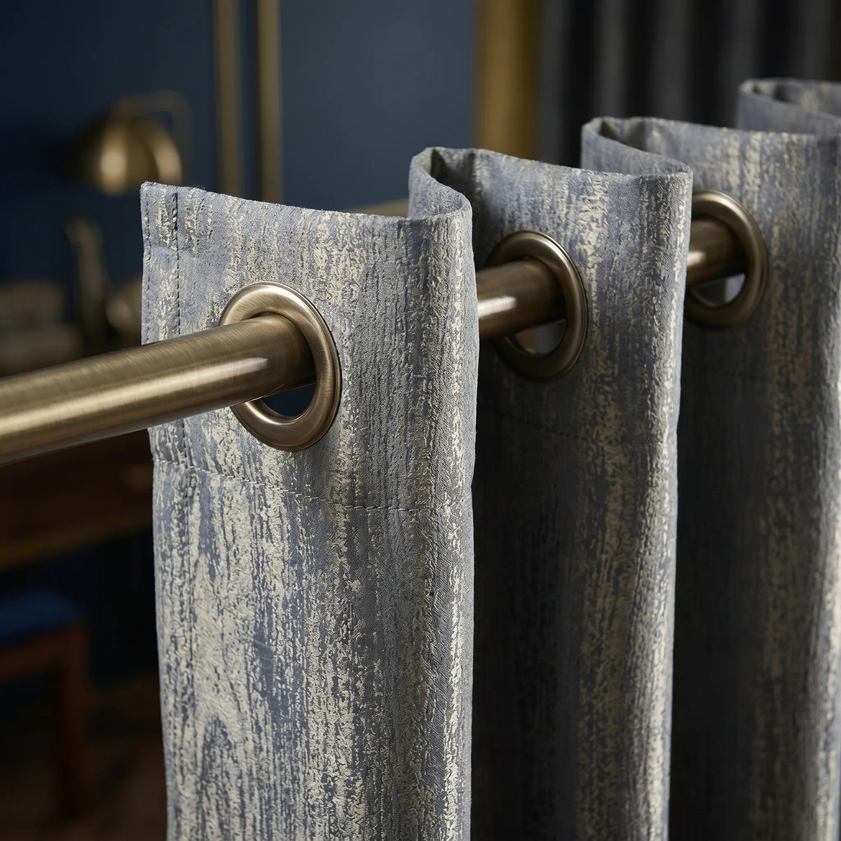 Room Darkening Curtains Wood Effect Grey