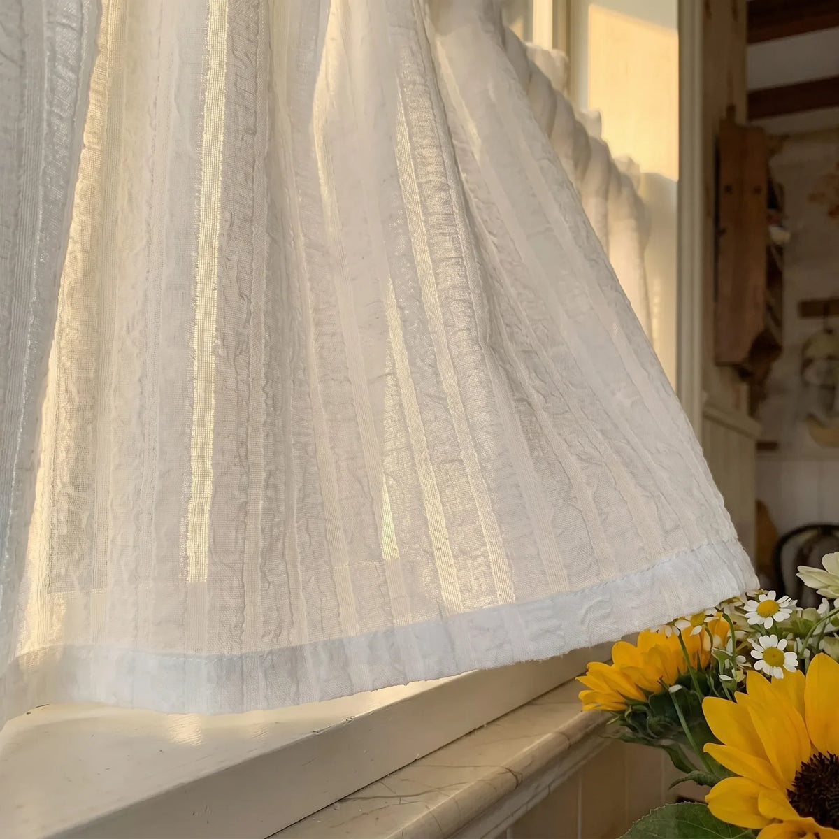 Café Curtain White Cotton Short