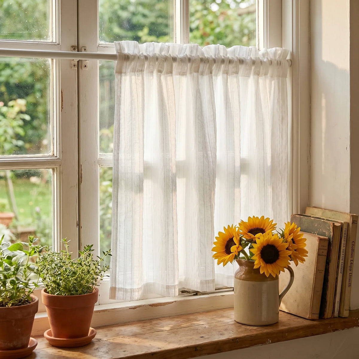 Café Curtain White Cotton Short