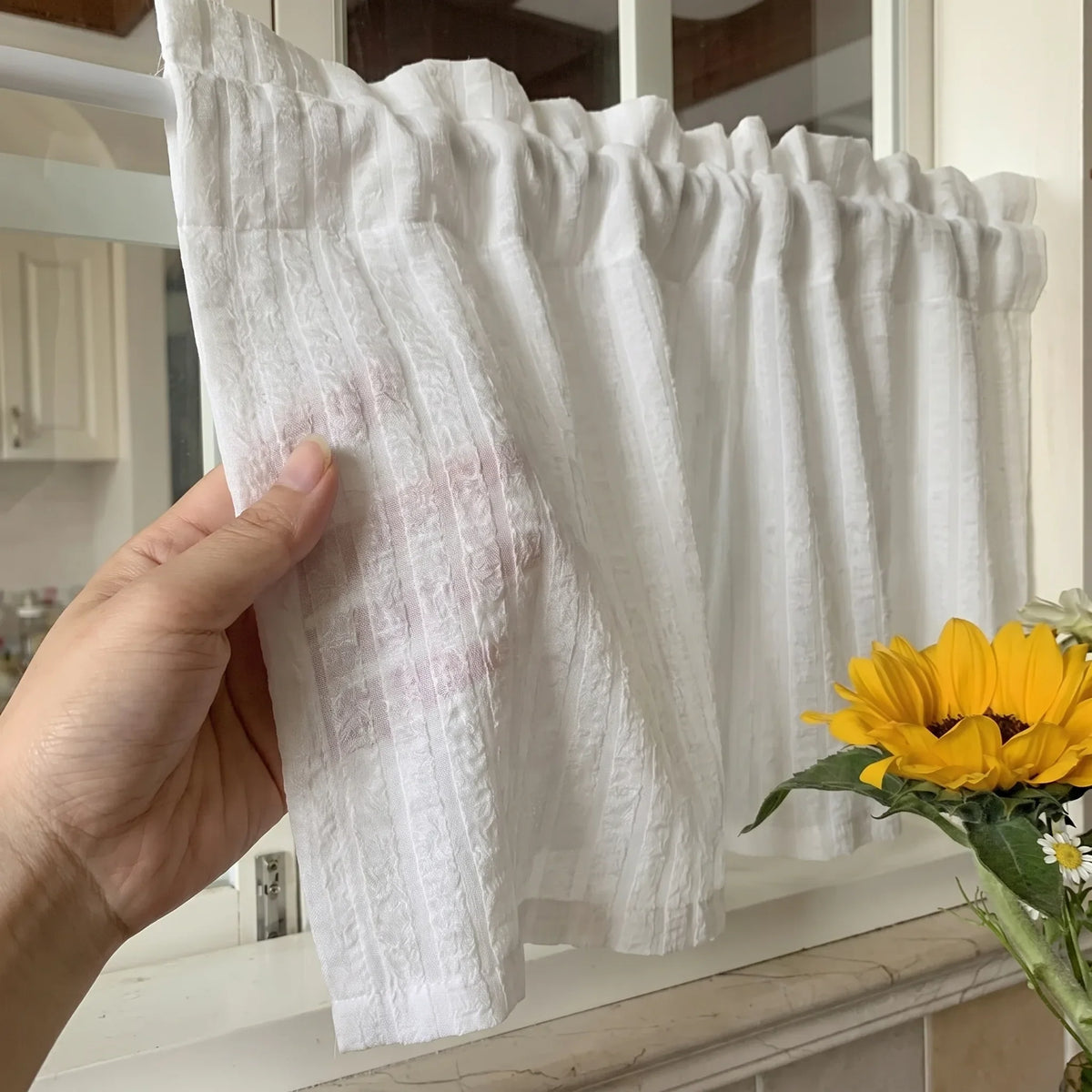 Café Curtain White Cotton Short