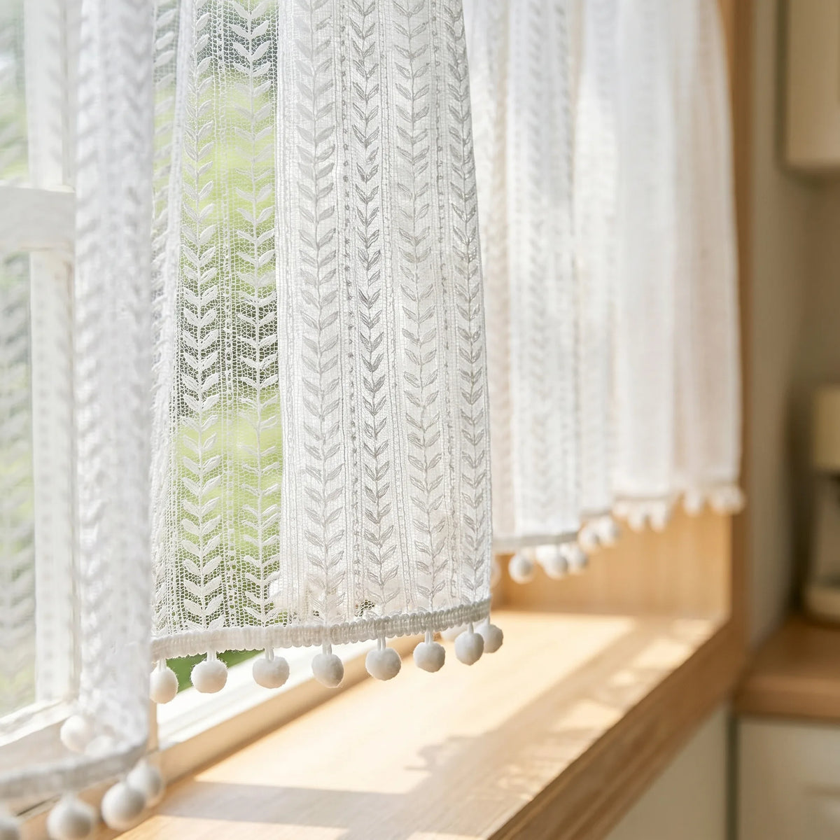 Short Voile Curtain White Wheat